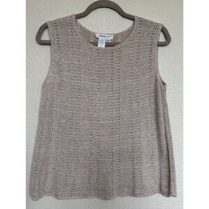 Coldwater Creek Linen Blend Sweater Tank Womens Small Beige Boho Cottagecore